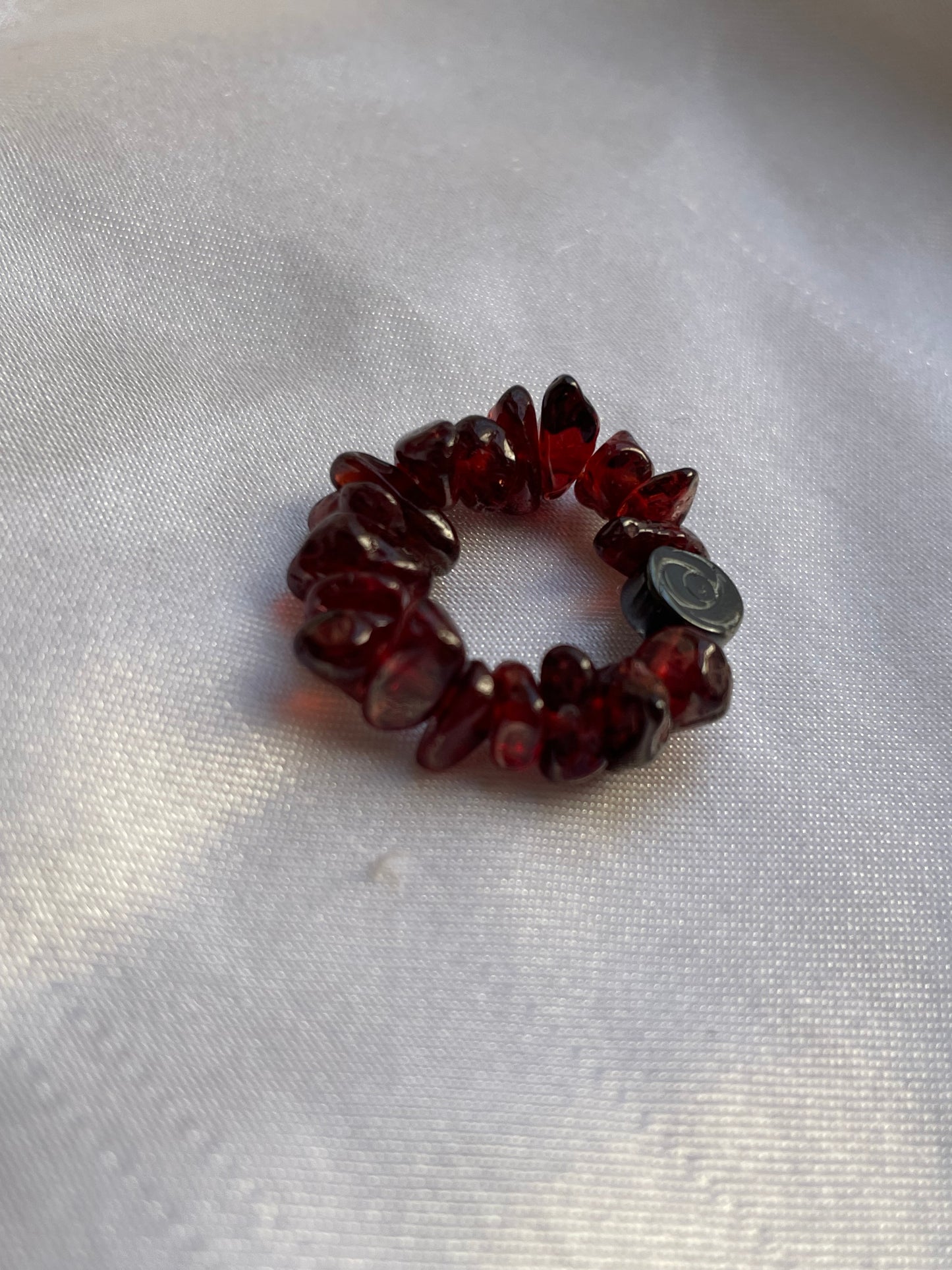 Garnet with Hematite rose ring