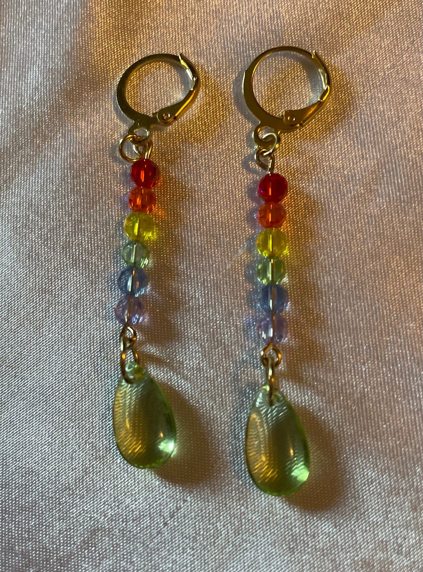 Rainbow Drop Pride Earrings-Gold