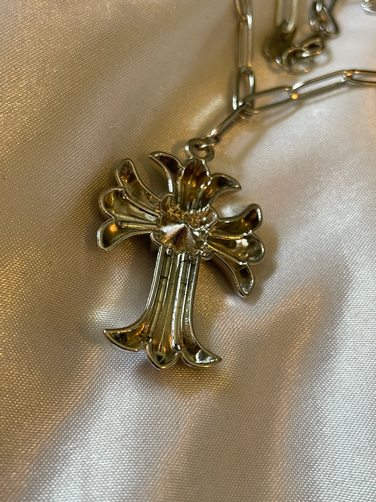 Goth Cross Silver Chain Necklace