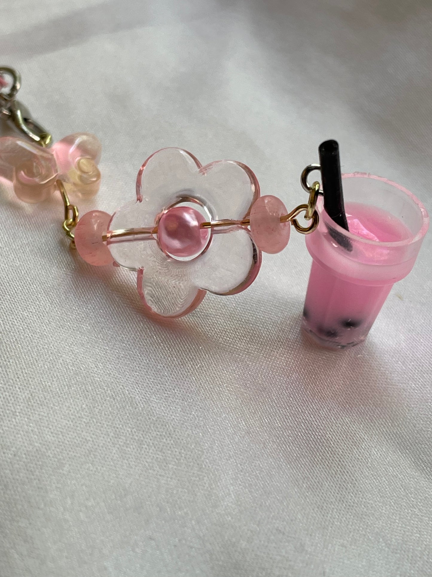 Pink Boba Drink Phone Charm