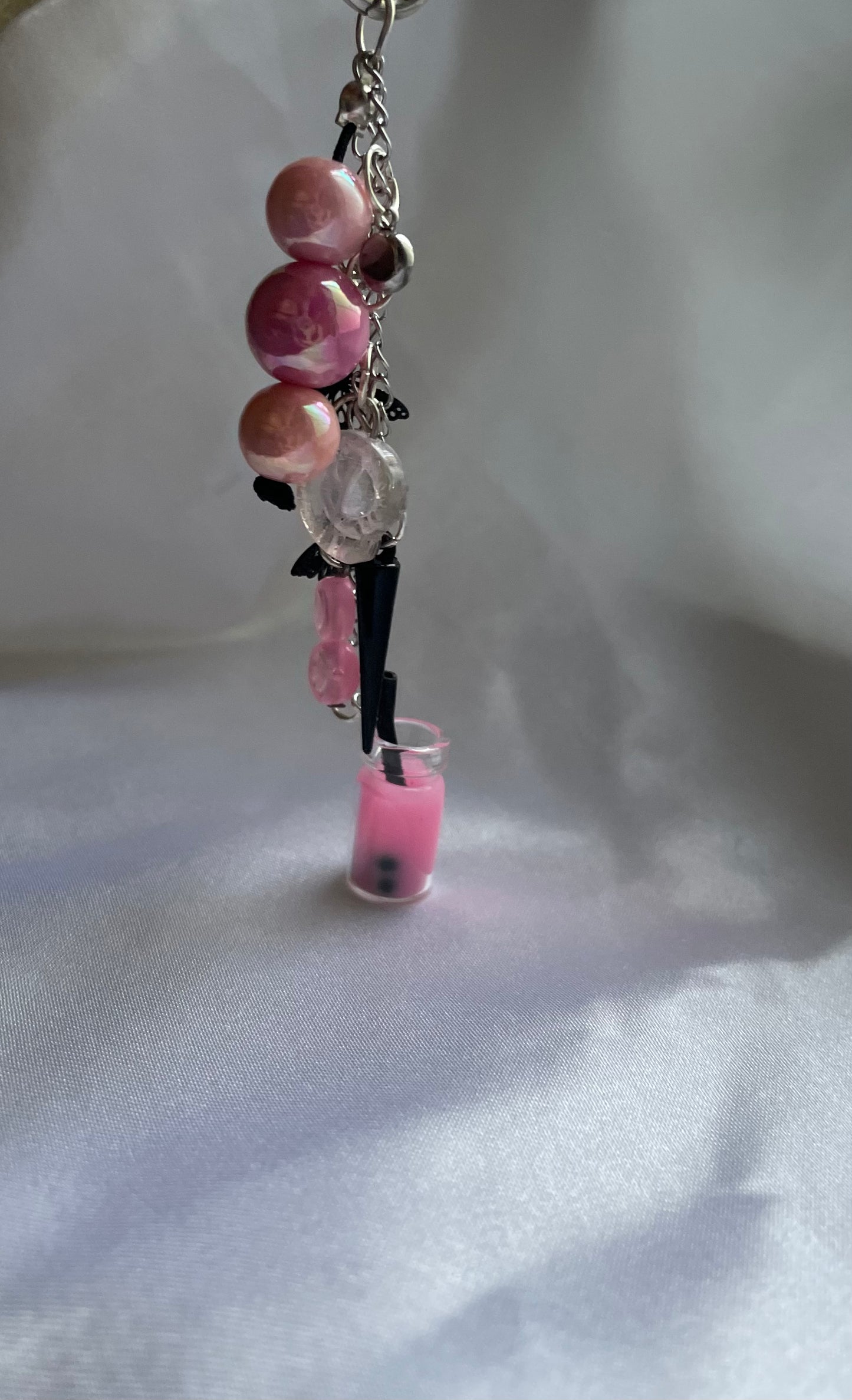 Black & Pink Boba Charm Keychain