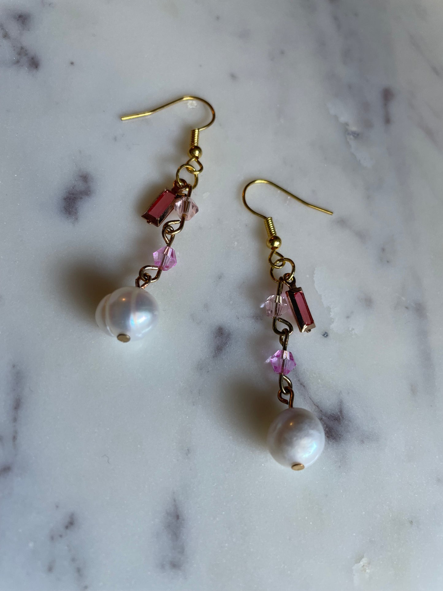 Rosy Pearl Drop Earrings