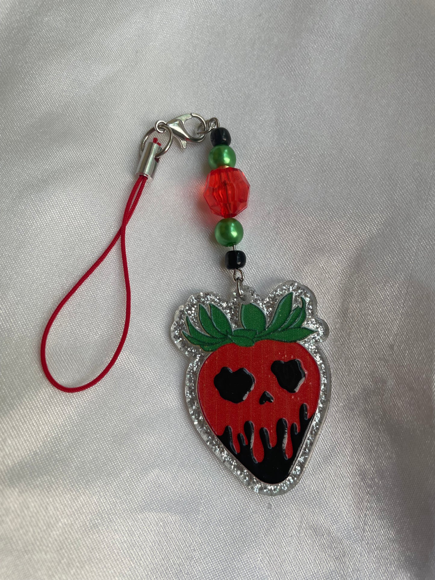 Spooky Strawberry Phone Charm